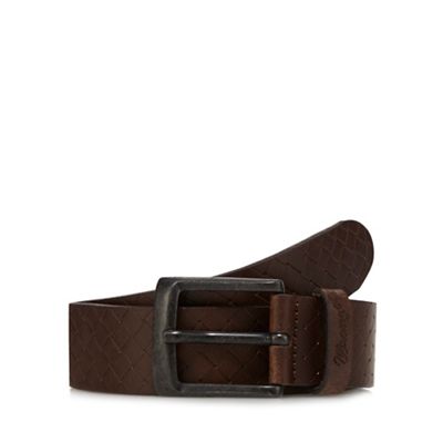 Brown woven pin buckle belt